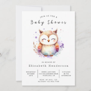 Bohemian Editable Uggla Baby Shower Inbjudningar