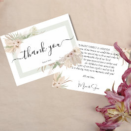 Bohemian elegance Greenery blommigt bröllop Tack Kort