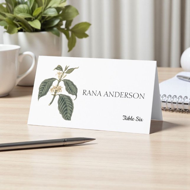 Bohemian Elegance Rustic Winter Coffee Plant Placeringskort (Skapare uppladdad)