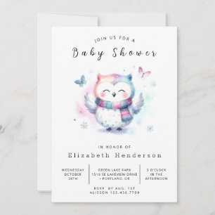 Bohemian Elegant Uggla Baby Shower Inbjudningar