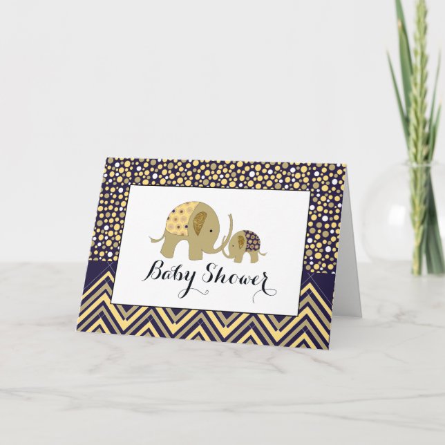 Bohemian Elephant & Chevron Baby Shower-inbjudan Inbjudan (Framsida)