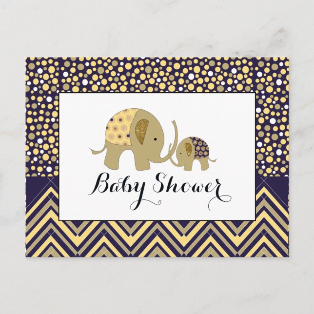 Bohemian Elephant & Chevron Baby Shower-inbjudan Inbjudan Vykort (Framsida)