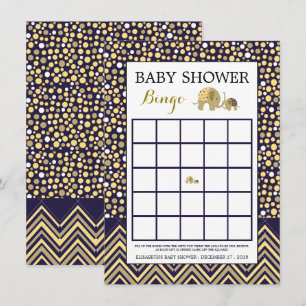Bohemian Elephant och Chevron Baby Shower Bingo Inbjudningar