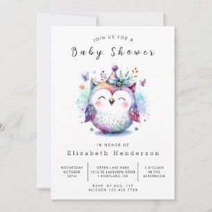 Bohemian Enchanted Uggla Baby Shower Inbjudningar