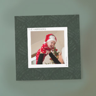 Bohemian Evergreen Fern Modern Minimalist Julkort