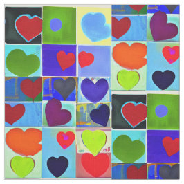 Bohemian Fabric Modern Boho Hearts Grönt Red Blue Tyg