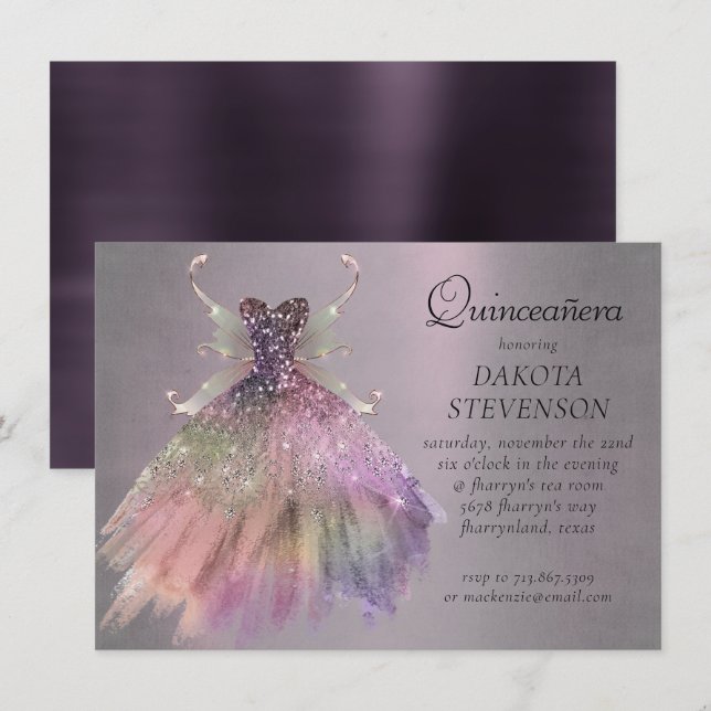 Bohemian Fairy Boll Gown | Mute Ombre Vin Sheen Inbjudningar (Fram/baksida)