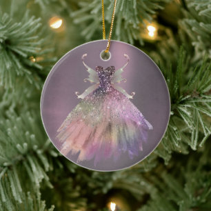 Bohemian Fairy Boll Gown Mute Ombre Vin Sheen Julgransprydnad Keramik