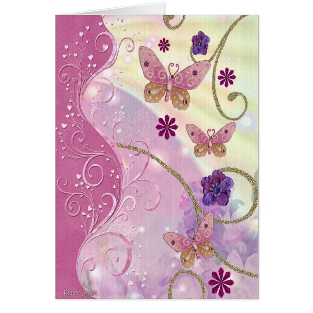 Bohemian Fairy Tale BLANK Jeweled Hälsningskort (Framsidan)