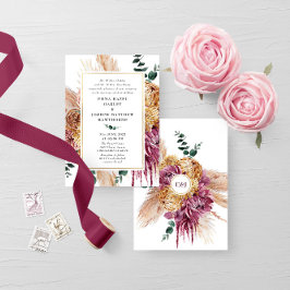 Bohemian Fall Burgundy Blommigt bröllopsinbjudan Inbjudningar