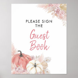 Bohemian Fall i Kärlek Pumpkin Guest Bok Poster