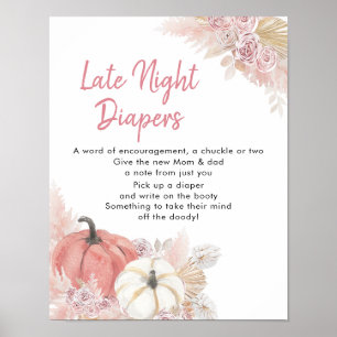 Bohemian Fall in Kärlek Pumpkin Late Night Diaper Poster