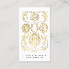 Bohemian Faux Gold Foil Modern Trendig Blommigt Visitkort