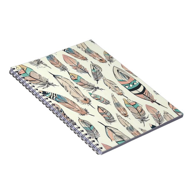 Bohemian Feather Fabric Notebook Anteckningsbok (Högra Sidan)
