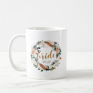 Bohemian Feather Greenery Boho Bride Mugg