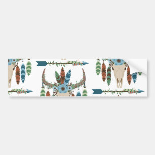 Bohemian Feathers Dreamcatcher Blue Antler Arrow Bildekal