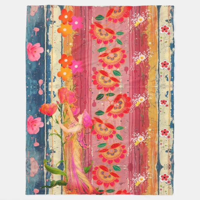 Bohemian Floral Fleece Blanket (Framsidan)