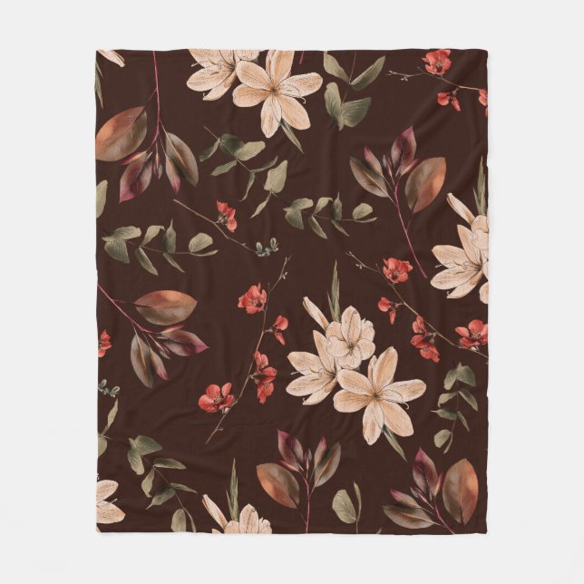 Bohemian floral seamless pattern with dark brown b fleecefilt (Framsidan)