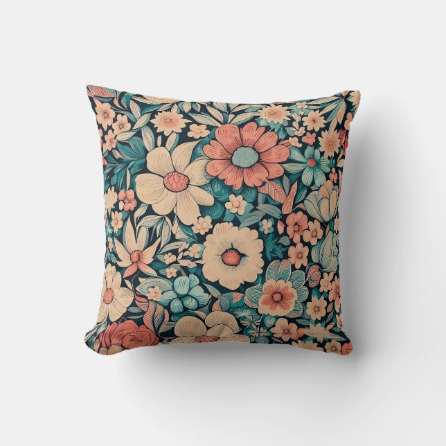 Bohemian Flower Fabric Kudde (Framsida)