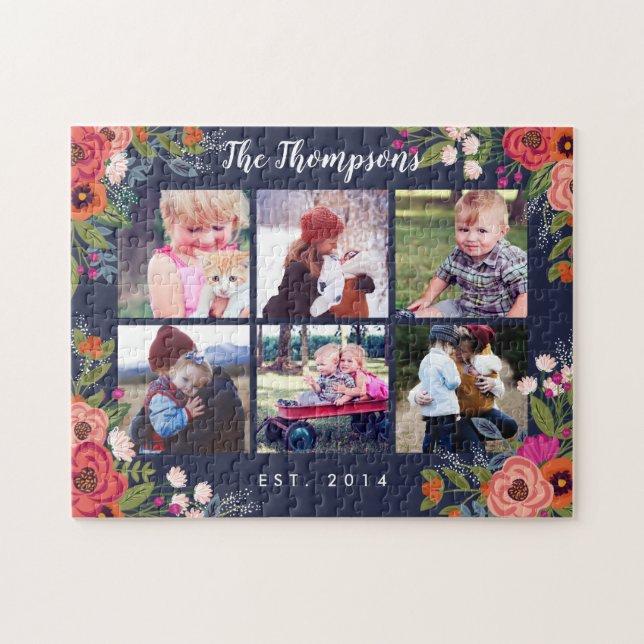 Bohemian Flowers Family Photo Collage Pussel (Horisontell)