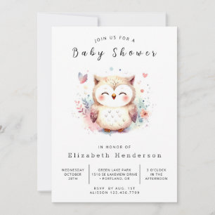 Bohemian Forest Uggla Baby Shower Inbjudningar