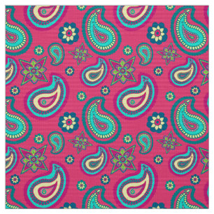 Bohemian Girly Rosa Paisley Mönster Tyg