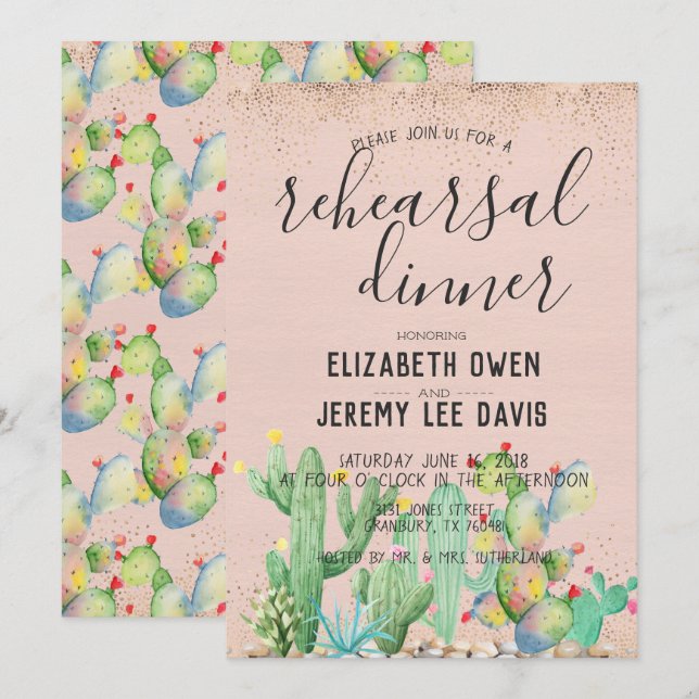 Bohemian Glam Fiesta Bröllop Rehearsal Dinner Inbjudningar (Fram/baksida)