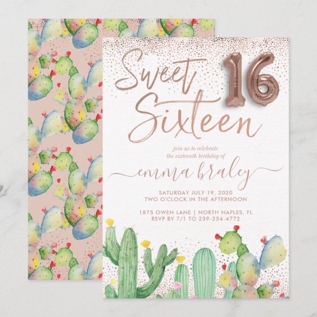 Bohemian Glam Fiesta-inbjudan till Sweet sixteen Inbjudningar (Fram/baksida)