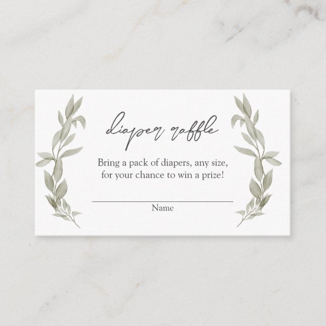 Bohemian Greenery Baby Shower Diaper Raffle Insert Tilläggskort (Framsida)
