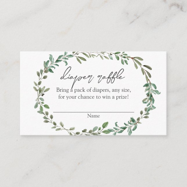 Bohemian Greenery Baby Shower Diaper Raffle Insert Tilläggskort (Framsida)