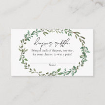 Bohemian Greenery Baby Shower Diaper Raffle Insert