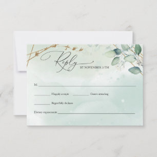 Bohemian Greenery folaige guld Geometric Ram OSA Kort