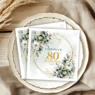 Bohemian Greenery Guld 80-årsfirande Servetter