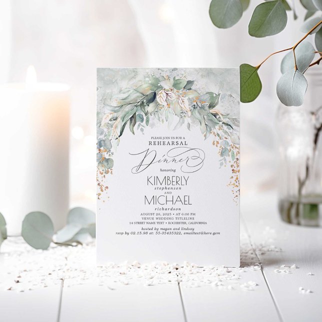 Bohemian Greenery Vår Garden Rehearsal Dinner Inbjudningar (Greenery Rehearsal Dinner Invitations)