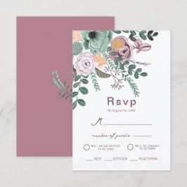 Bohemian Grönt & Mauve Chic Blommigt Flowers svar Inbjudningar