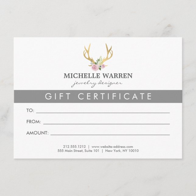 Bohemian Guld Antlers Gift Certificate (Framsida)