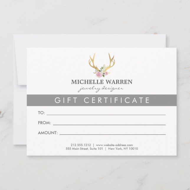Bohemian Guld Antlers Gift Certificate (Framsida)