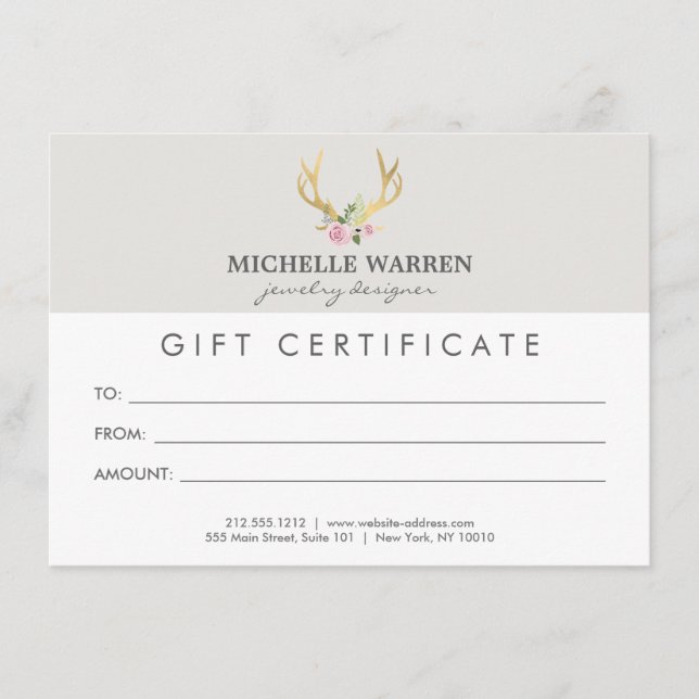 Bohemian Guld Antlers II Gift Certificate (Framsida)