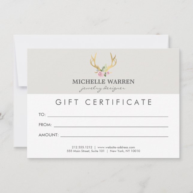 Bohemian Guld Antlers II Gift Certificate (Framsida)