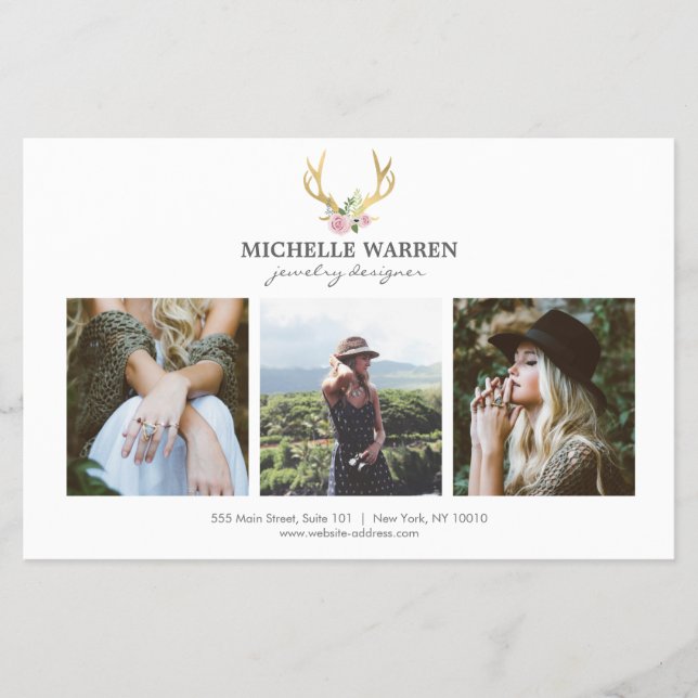 Bohemian Guld Antlers Jewelry Boutique Photo Flyer (Framsidan)