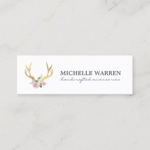 Bohemian Guld Antlers med Flowers Mini Visitkort