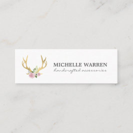 Bohemian Guld Antlers med Flowers Mini Visitkort