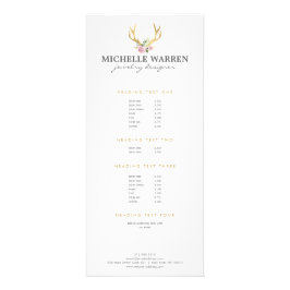 Bohemian Guld Antlers med Flowers Reklamkort