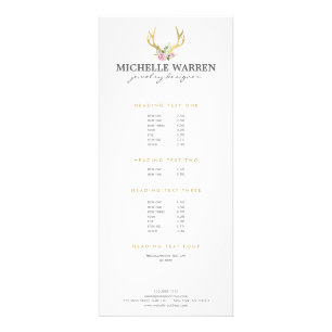 Bohemian Guld Antlers med Flowers Reklamkort