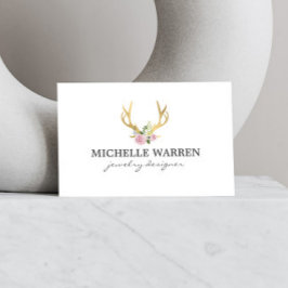 Bohemian Guld Antlers med Flowers Visitkort