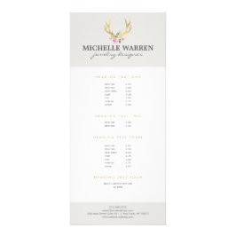 Bohemian Guld Antlers with Flowers II Reklamkort