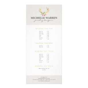 Bohemian Guld Antlers with Flowers II Reklamkort