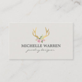Bohemian Guld Antlers with Flowers II Visitkort
