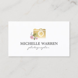 Bohemian Guld Camera Flowers Photographer Visitkort