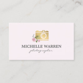 Bohemian Guld Camera Flowers Rosa Photographer Visitkort